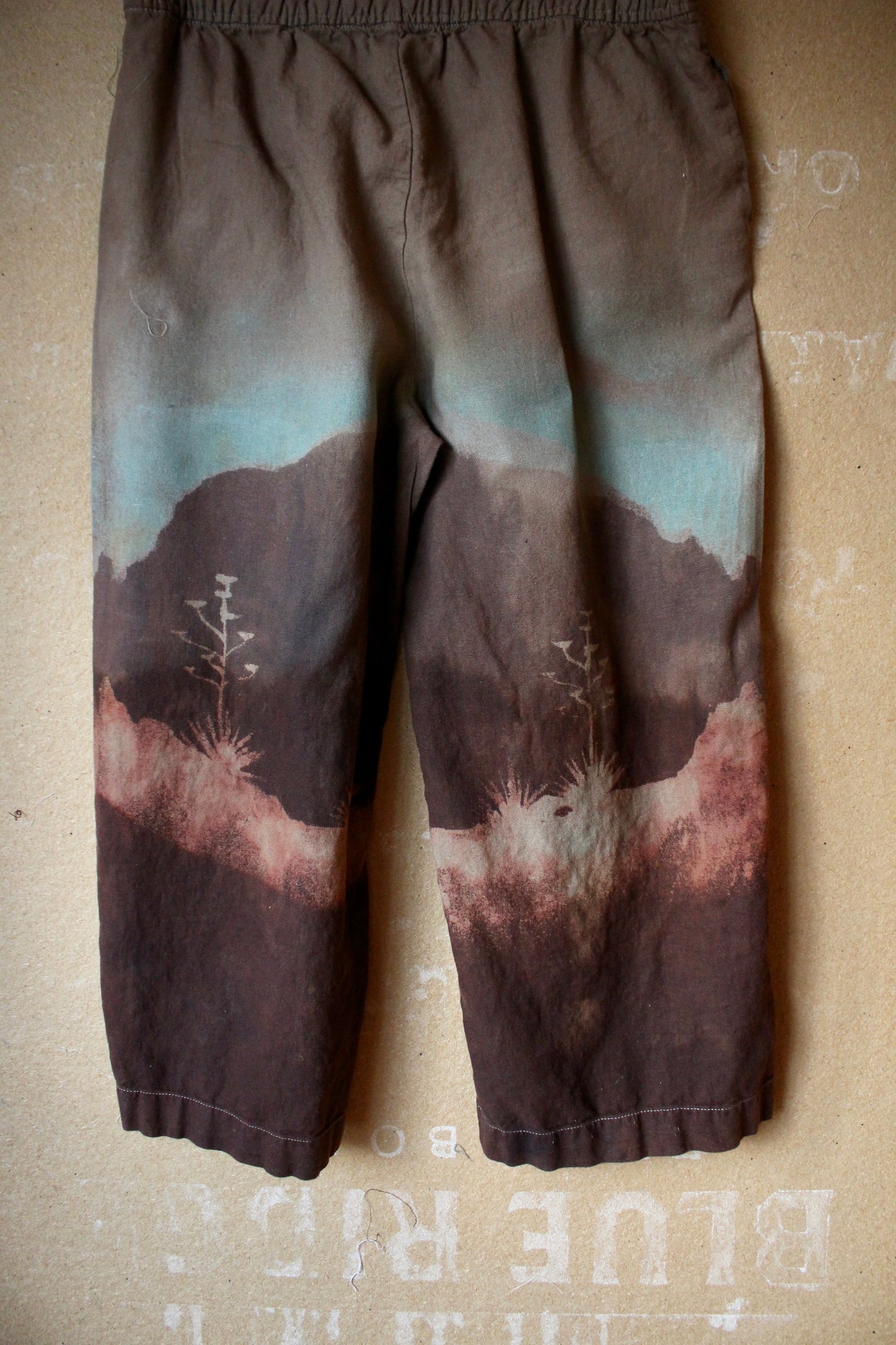 SIze 6/8 M/L - OOAK Desert Horizon Blues Pants- Stretch Waist Fits size 6 , 8