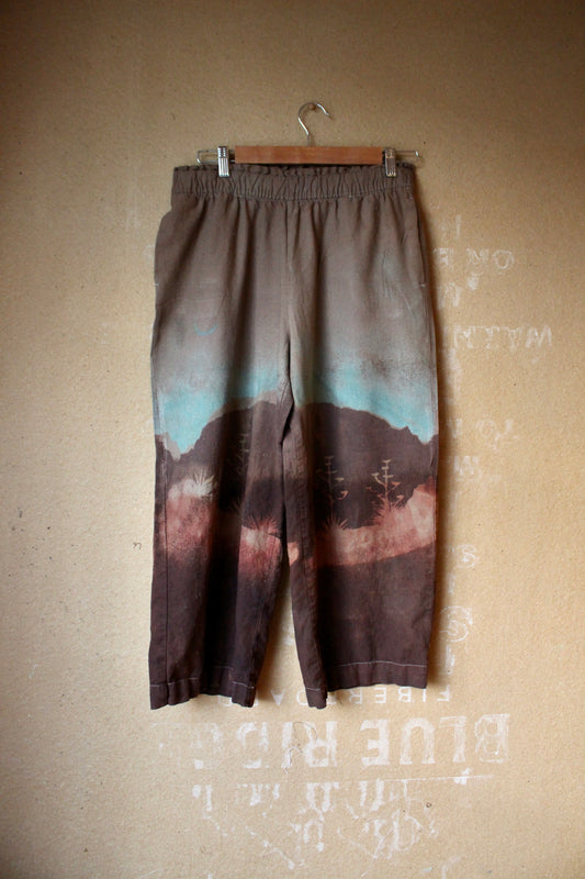 SIze 6/8 M/L - OOAK Desert Horizon Blues Pants- Stretch Waist Fits size 6 , 8