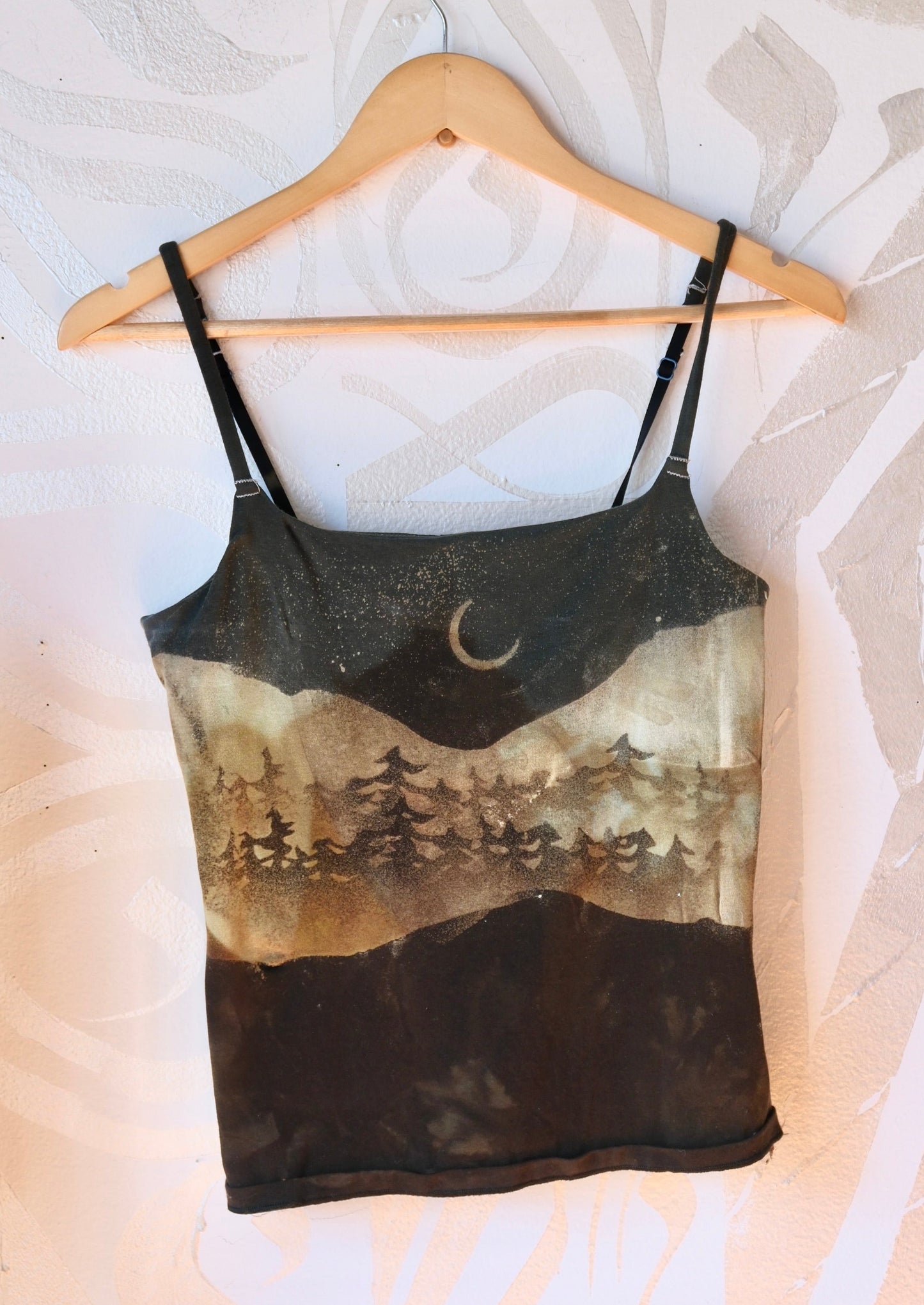 Large -  Mountain Forest Scene- Cami Tank Top - 91% organic cotton and 9% elastane