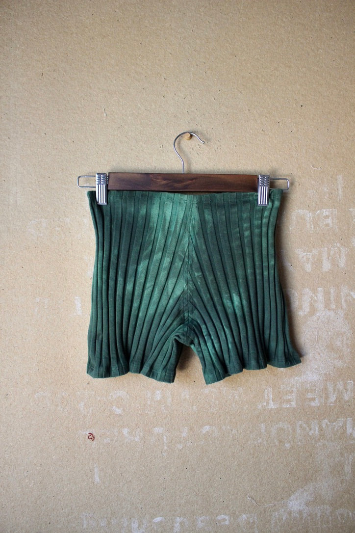 Restocked! Ready to Ship- Turquiose - Hand Dyed -Organic Cotton White Ribbed shorts -Zhinh Basics - Made from Ribbed Organic Cotton/ Spandex -  undergarment/ loungewear/ activeDeadstock fabric