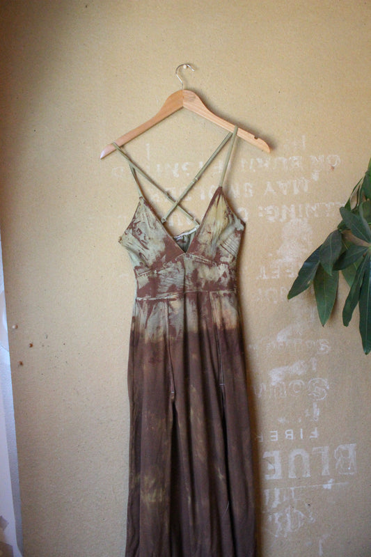 Small- OXIDATE Slit Dress 3- Made from Bamboo/Cotton/Spandex - Short length (dress for 5.5ft and shorter ) Hand painted - hand dyed & heat set