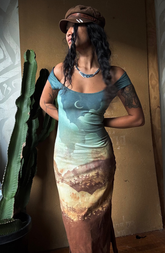 Small/Medium- OOAK Mountain hike - Basket Dress -94% Cotton 6% Cotton Heavy weight Thick Stretchy