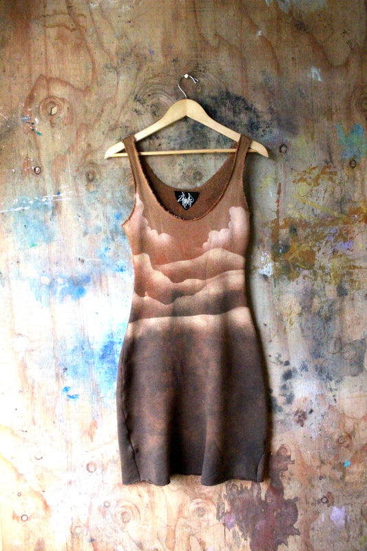 Small- Rusty Risings Dress Organic Cotton French Terry - Light weight - Warm Cozy- Dead stock fabric -regenerative Handcrafted fashion- Integration Zhinh Collection