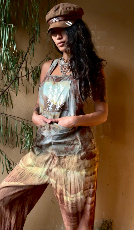 XS- OOAK - Celebration of Life - OXIDATE Marsupial Jumpsuit-(short length for 5.5ft and shorter) - 100%Cotton- Draw string waist