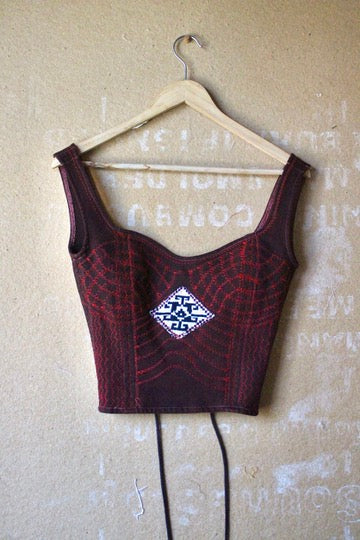 Small - Red Stitch Continuum/Integration Corset Top - 100% Cotton French Terry -Thick heavy weigths sturdy