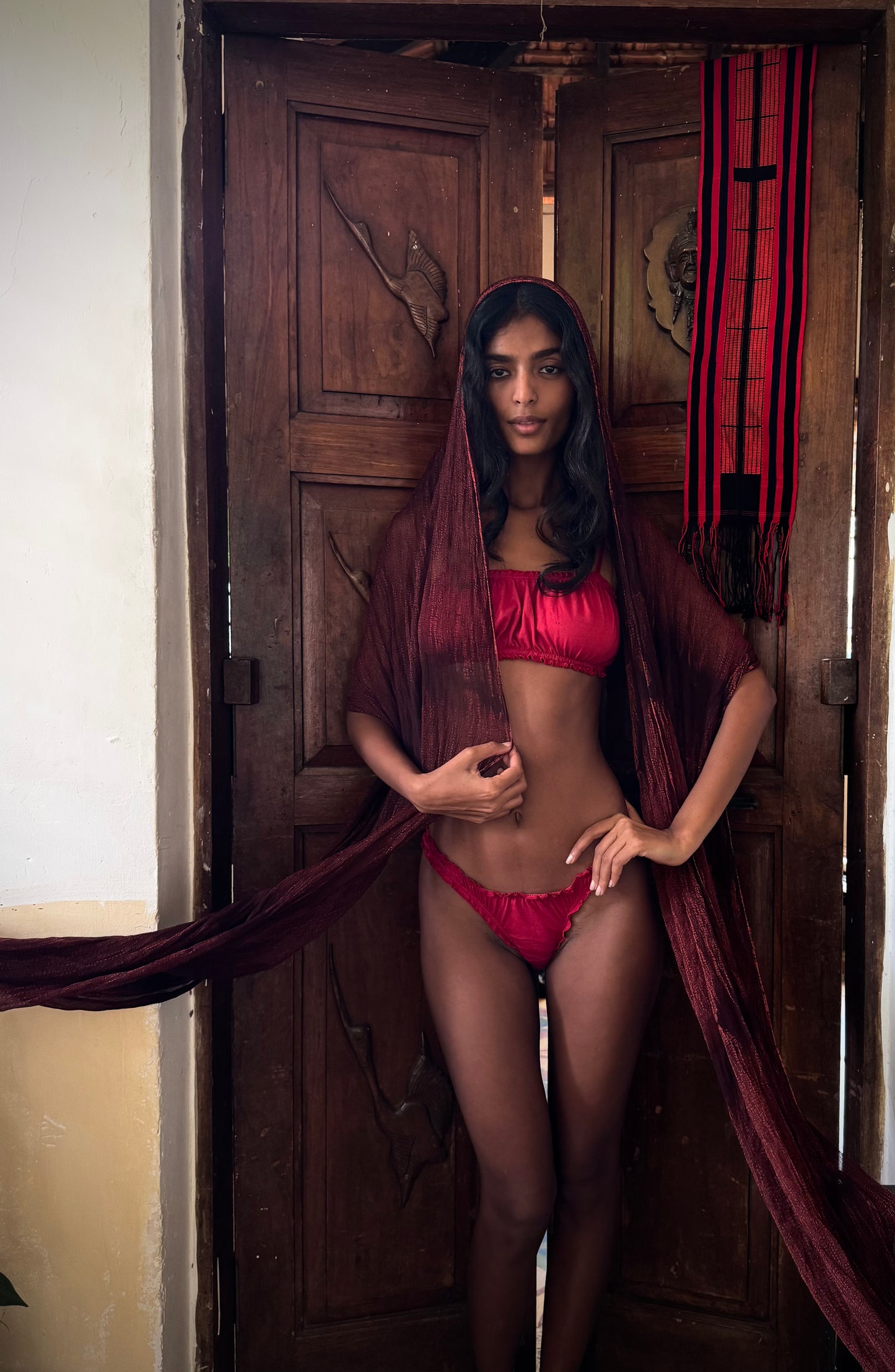 NEW! Coming soon to shop - Zhinh-timates Sinched Bralette - 80%cotton 20%linen -Lingerie Black/White/Olive/Clay blue/Flamenco Red
