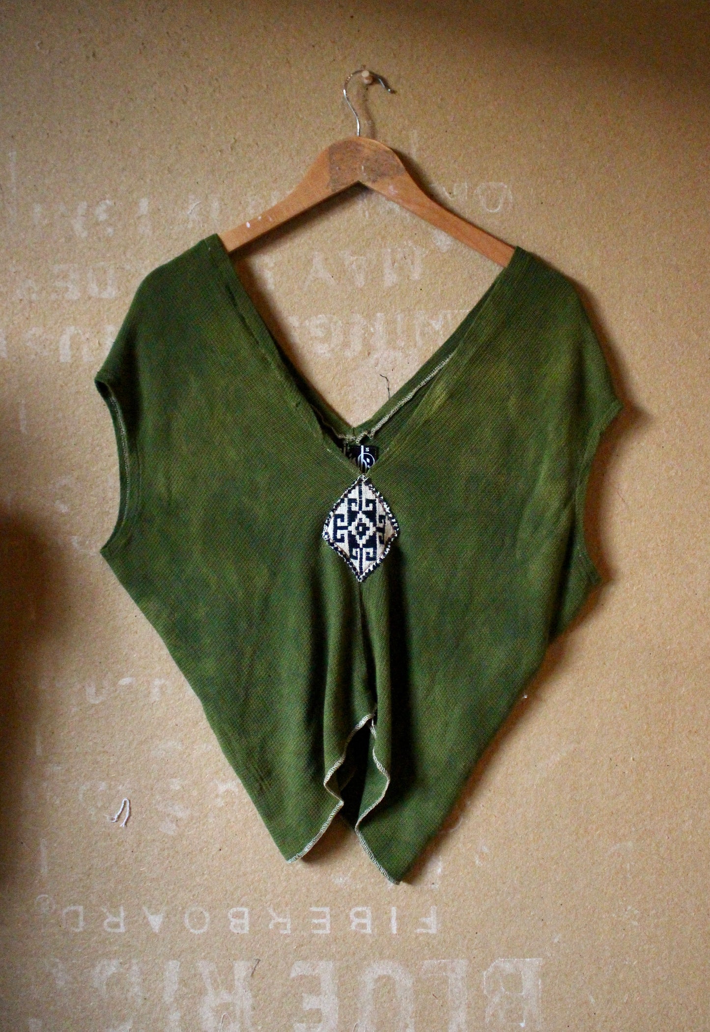 XS/S- Green Henka Top - Deadstock Fabric- Soft/fluid/unique weave cotton- 100%Cotton