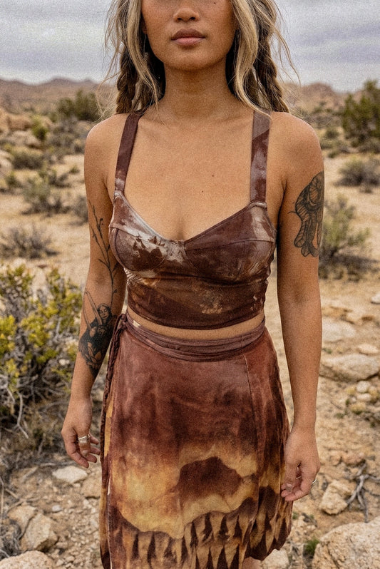 Small- OXIDATE- Rusty- Cotton Corset Bustier Pull over Tank Top- 90% Organic Cotton, 10% Elastane - 4 way stretch- OOAK