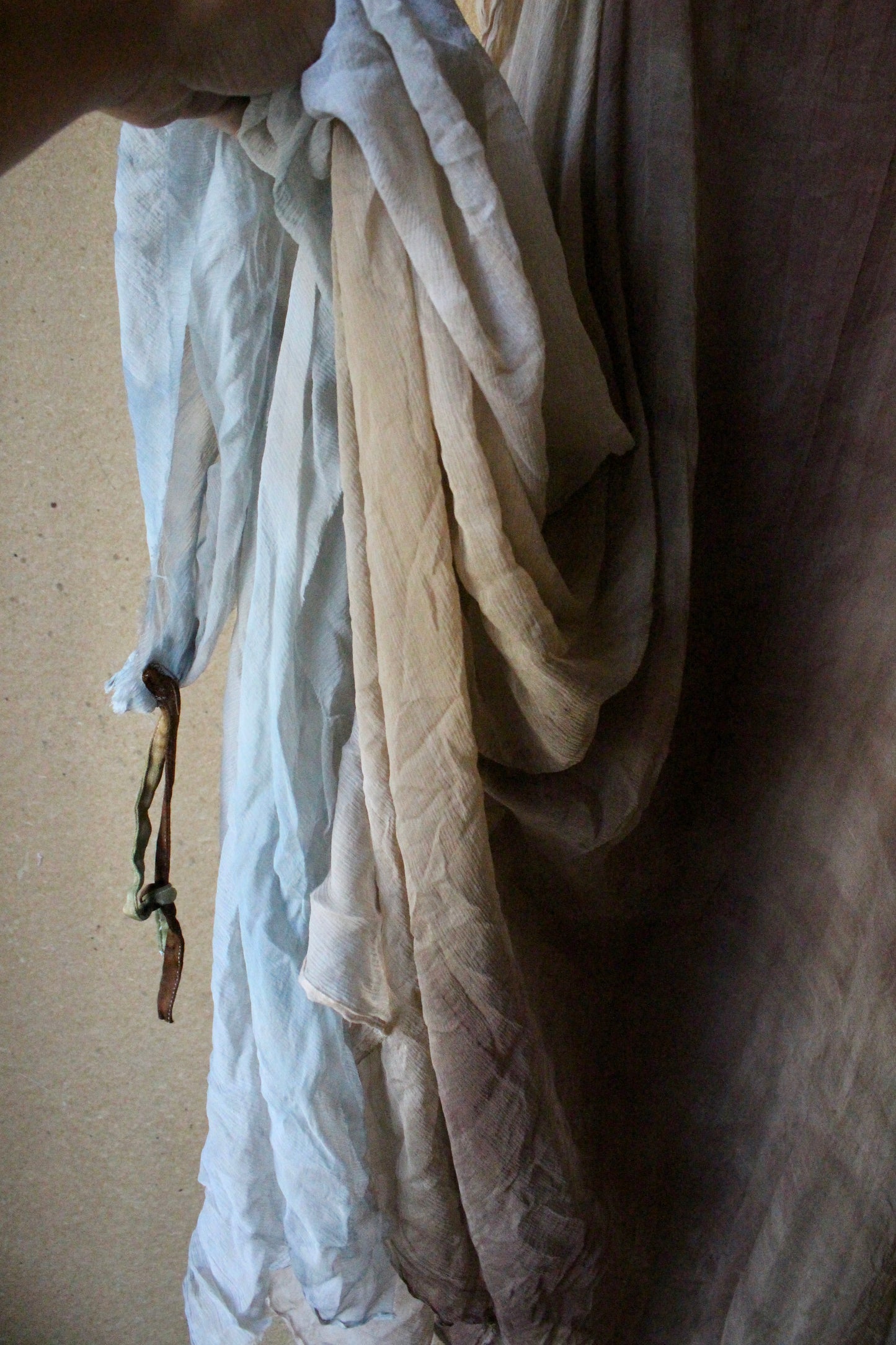 Free size - Aura EXPANSE 100% Dead stock Silk Chiffon Cover up translucent dress - Adjustable straps- Finger straps for wings