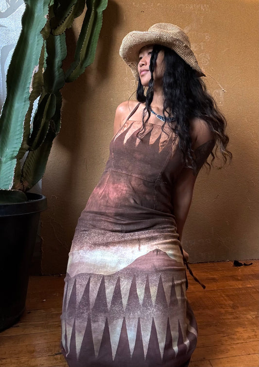 Medium- Terracotta Mountain Dress  - Stretchy Linen/Rayon  - This dress is insanely comfy - a linen fabric that is stretchy and maintains the linen like texture... (Copy)