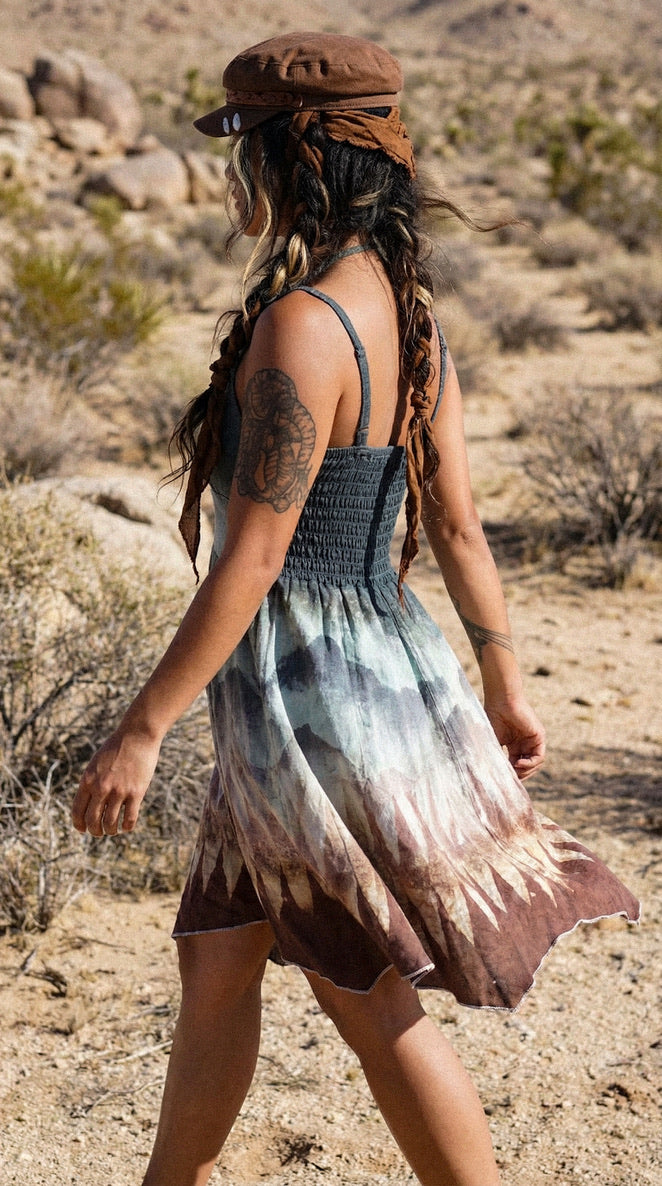 XS/S - Mountain Dreamscape - 100% Cotton Gauze - Lightweight - Upcycled Dress
