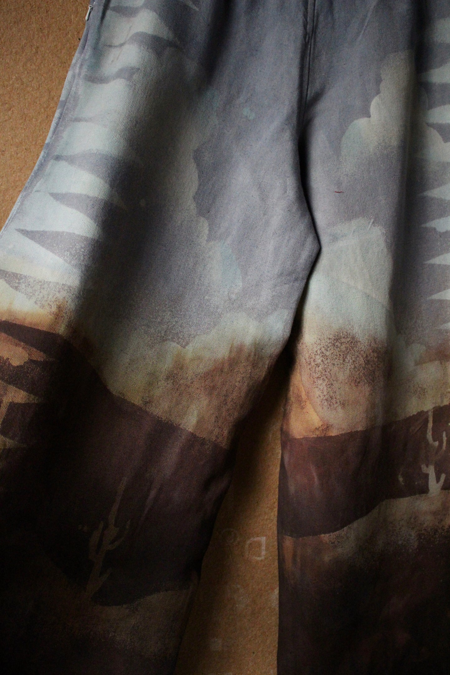 Small- OOAK High Desert Mountains- Wide Legged Pants - Short measurements below- Upcycled