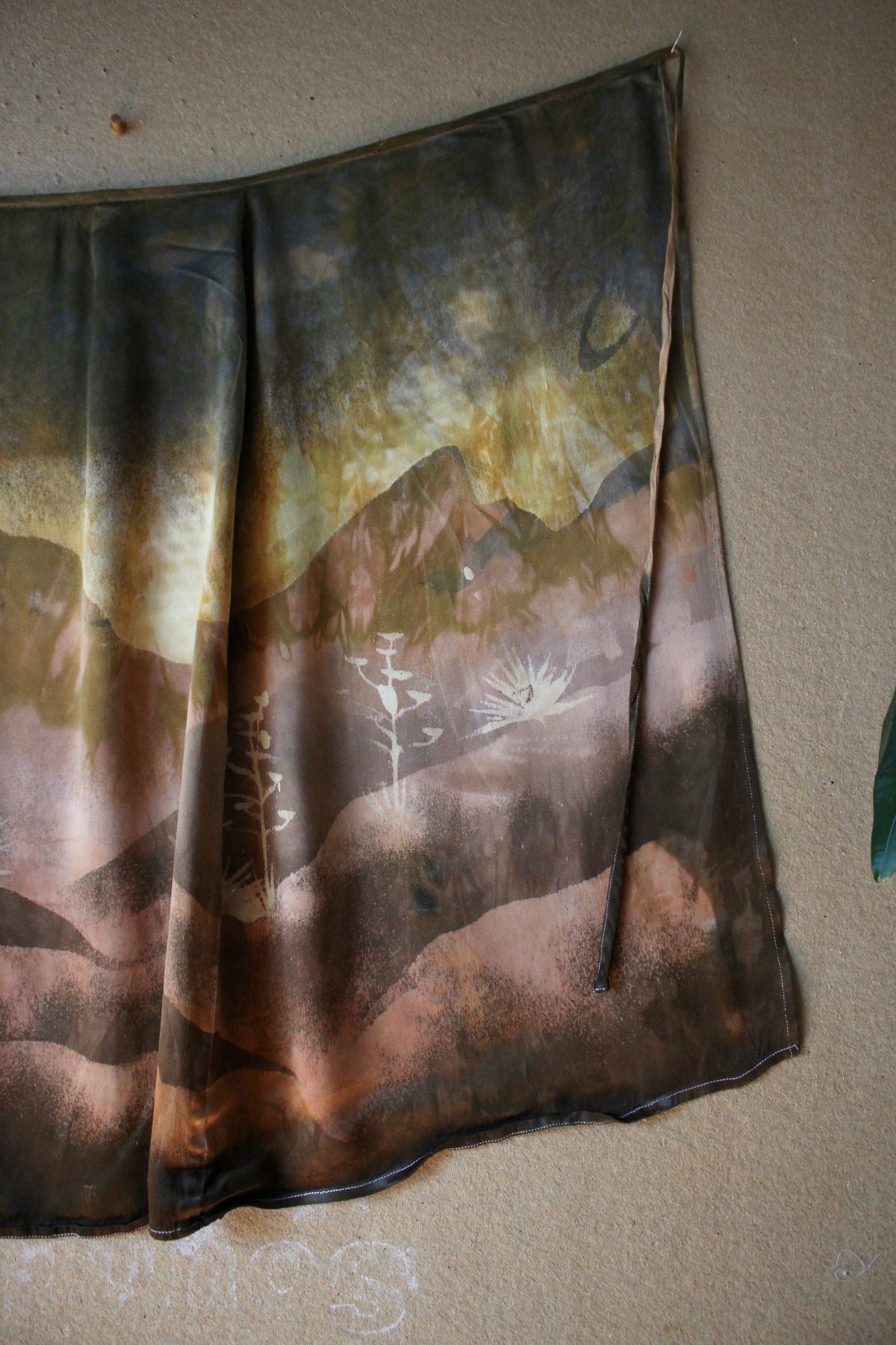 S/M - Harvest Mountains- Tapestry wrap skirt - Orange peel silk wrap skirt