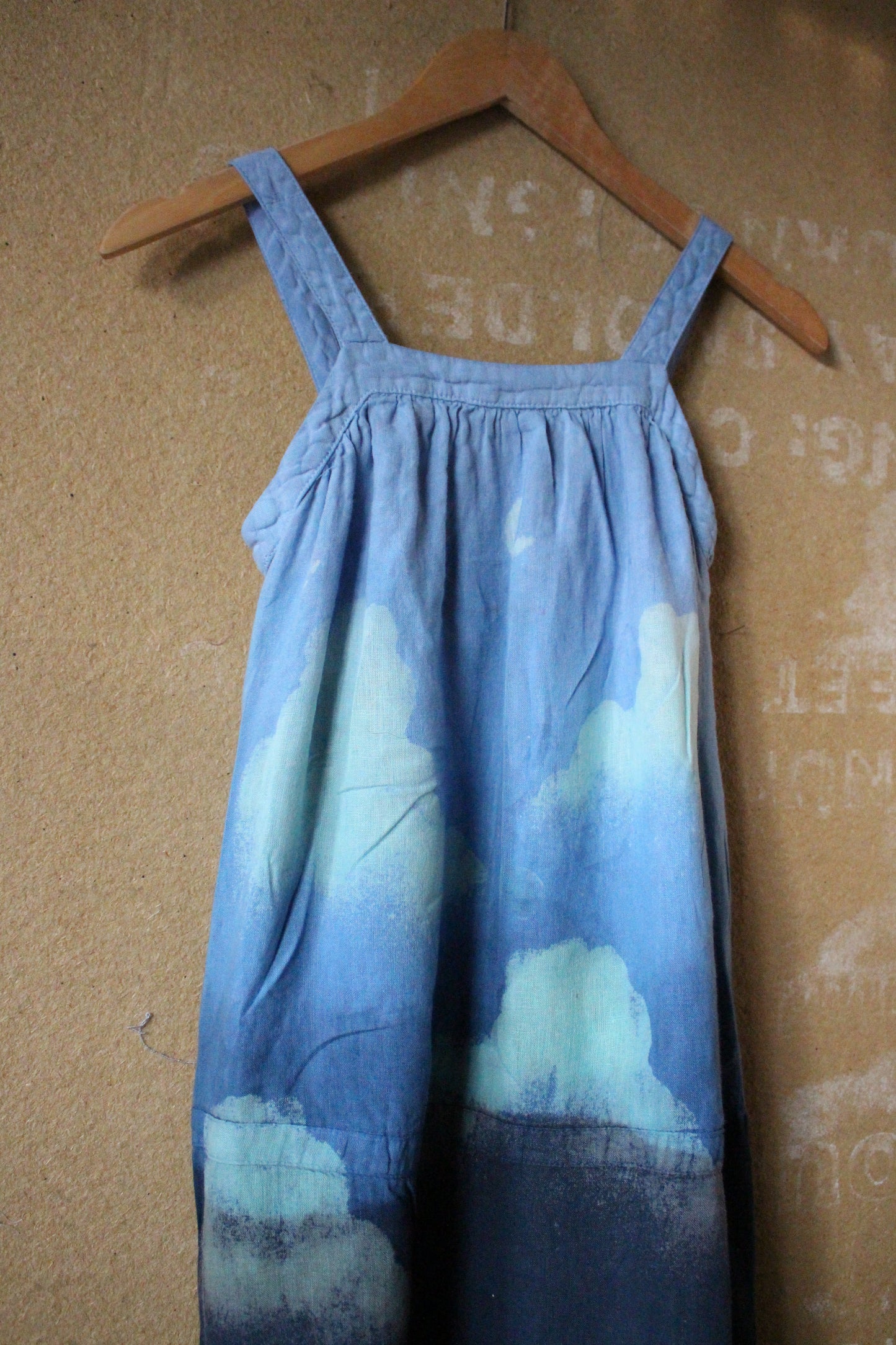 Size 10 (8/9 /10 year old ) Cloudy Day ABove the  Mountains Childrens Dress - 100% Linen