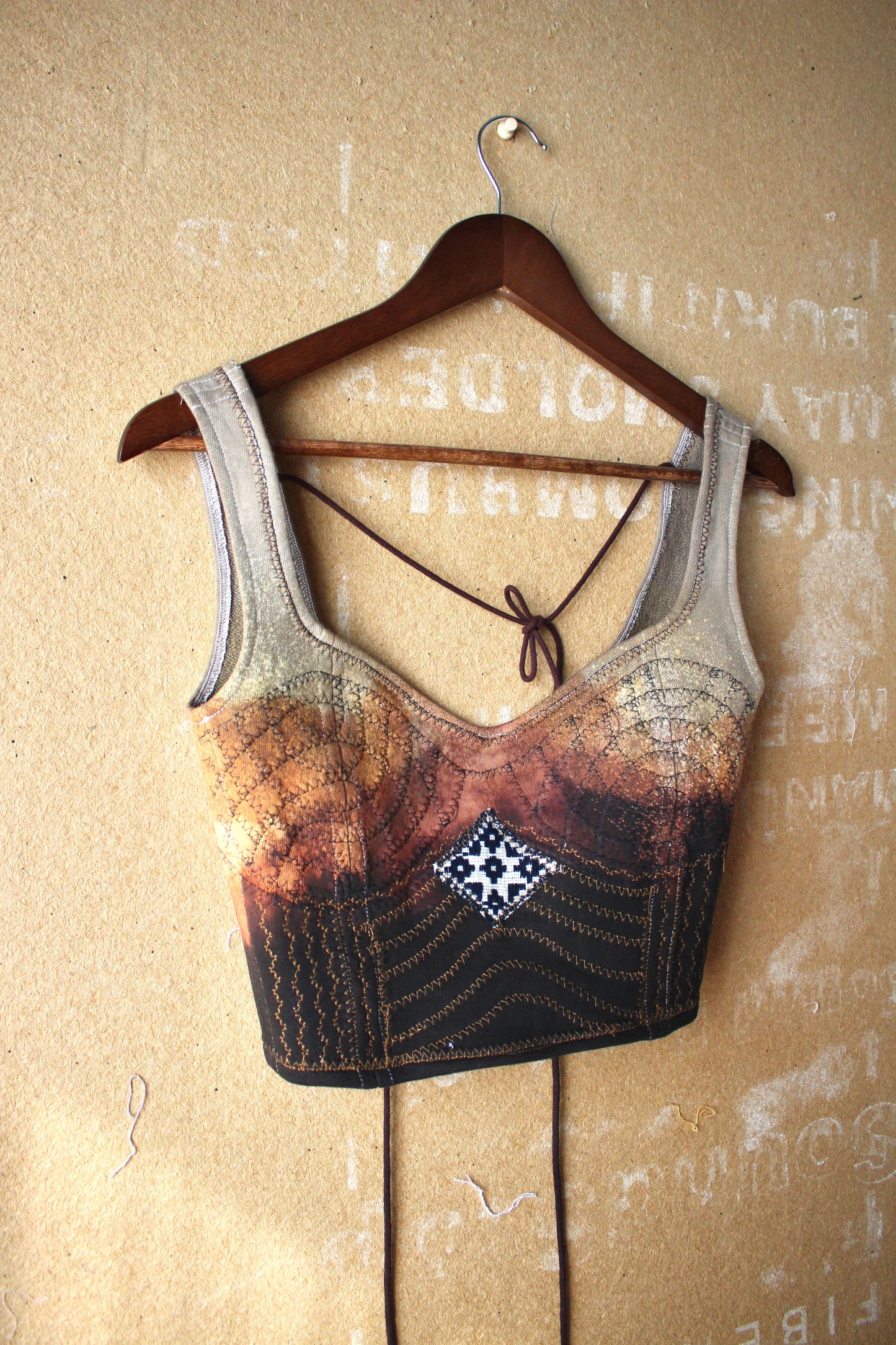 New! XS/S - Autumn Ferment - Corset Bustier Top - Deadstock Fabric - 100%Cotton thick heavy duty french terry