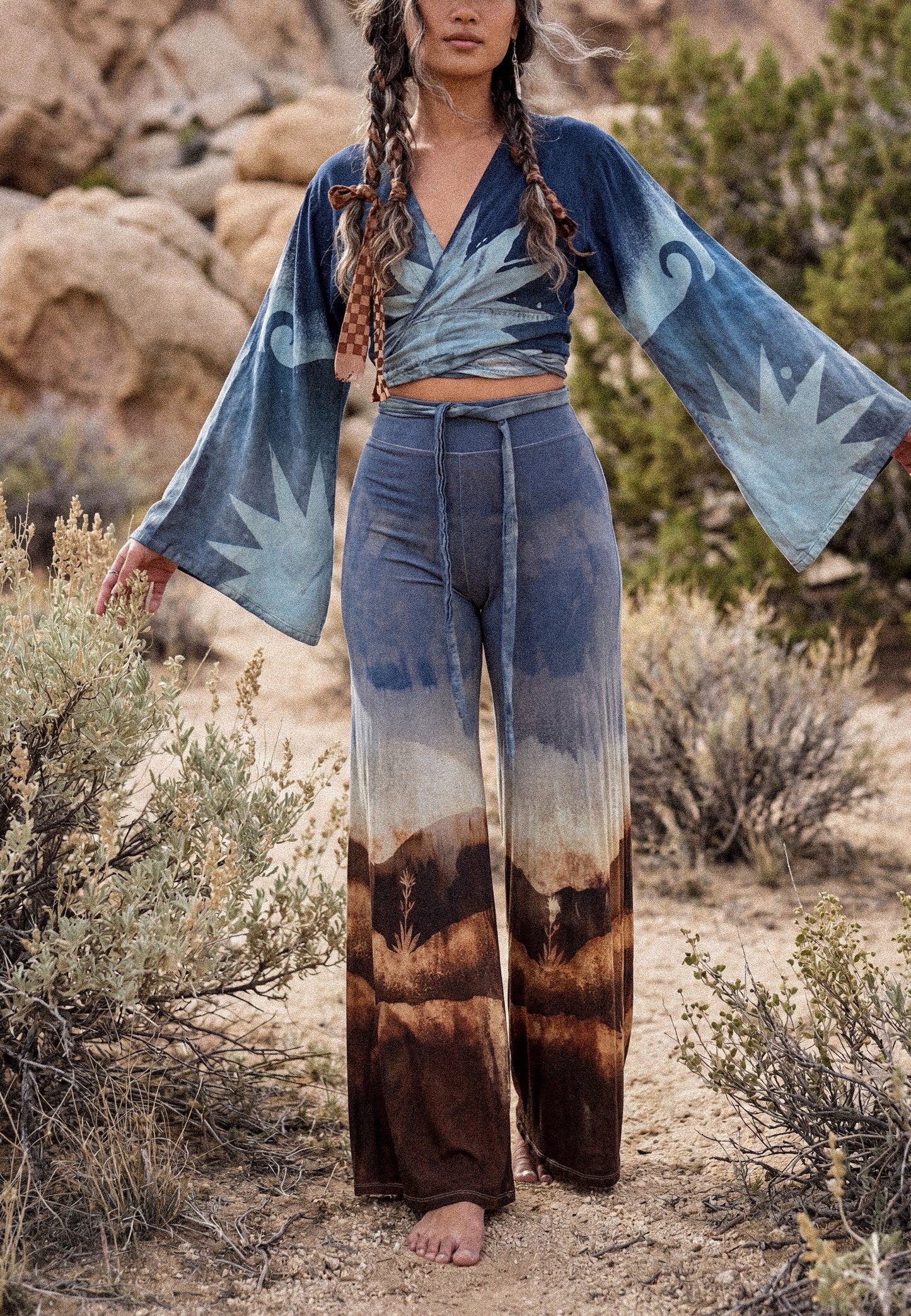 RESERVED -  XS/Small - High Desert Wide legged Pants - Liquidy flow - Modal/Spdnx - Upcycled