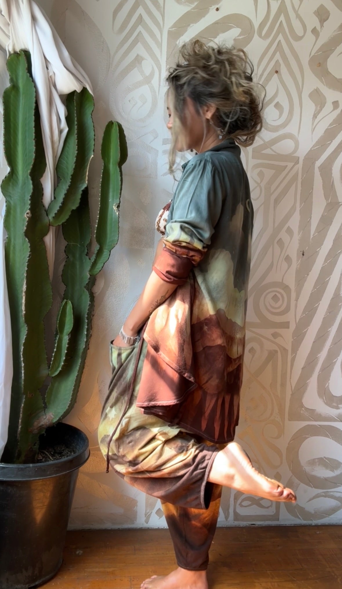 S/M - Canyon Desert Day - Wrap Top - Lotus waste vegan "Silk"