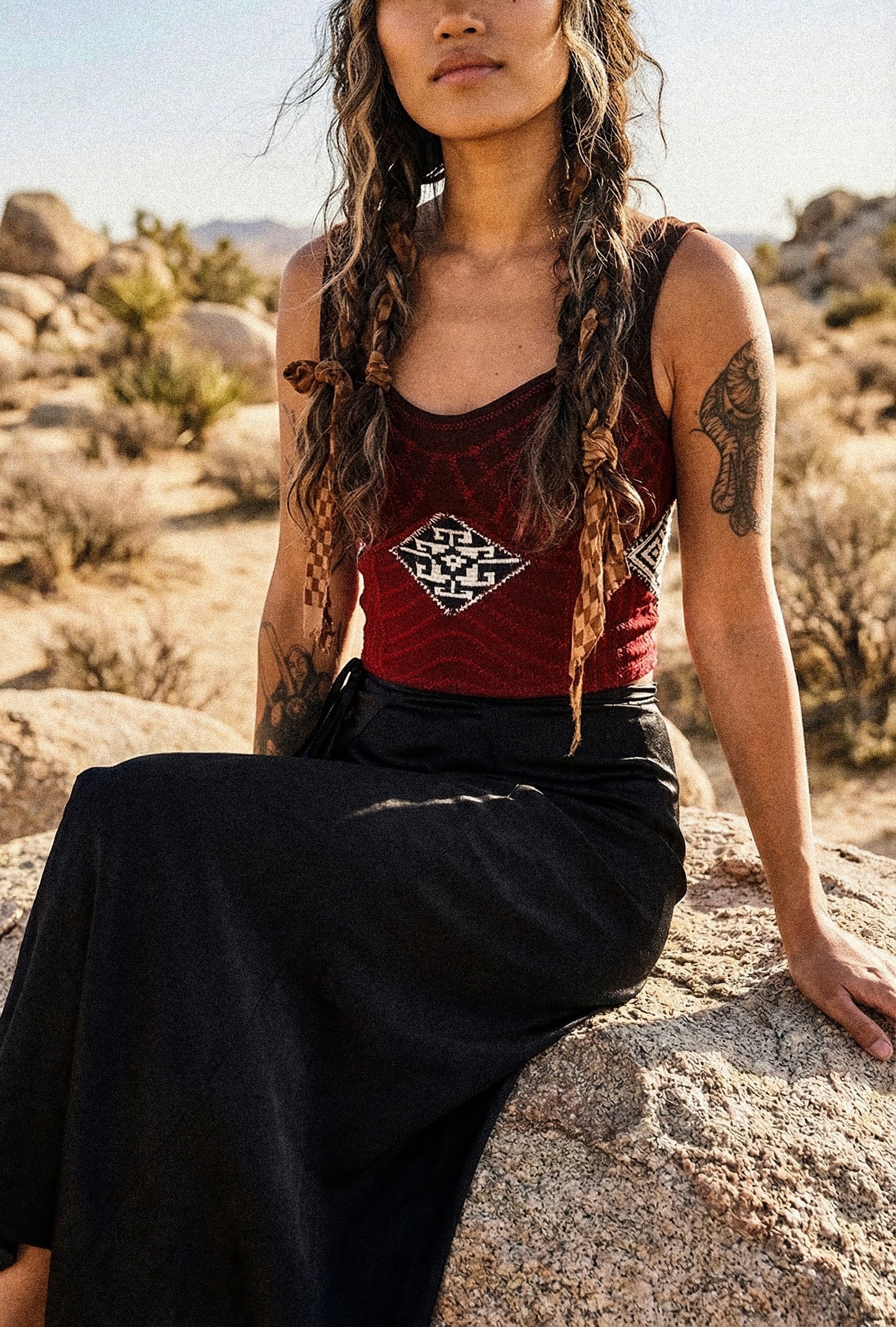 Small- Charcoal Embers Continuum Integration-Charcoal Embers Corset Top -Limited Edition- 2 Ready to Ship- Hand dyed-70's Vintage Vietnamese Hmong hilltribe woven textile patches