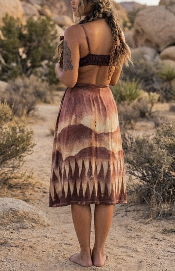 S/M - Mauve Mountains of Nurture- Tapestry Wrap Skirt - Made From Orange peel Waste Cellulose "Silk"