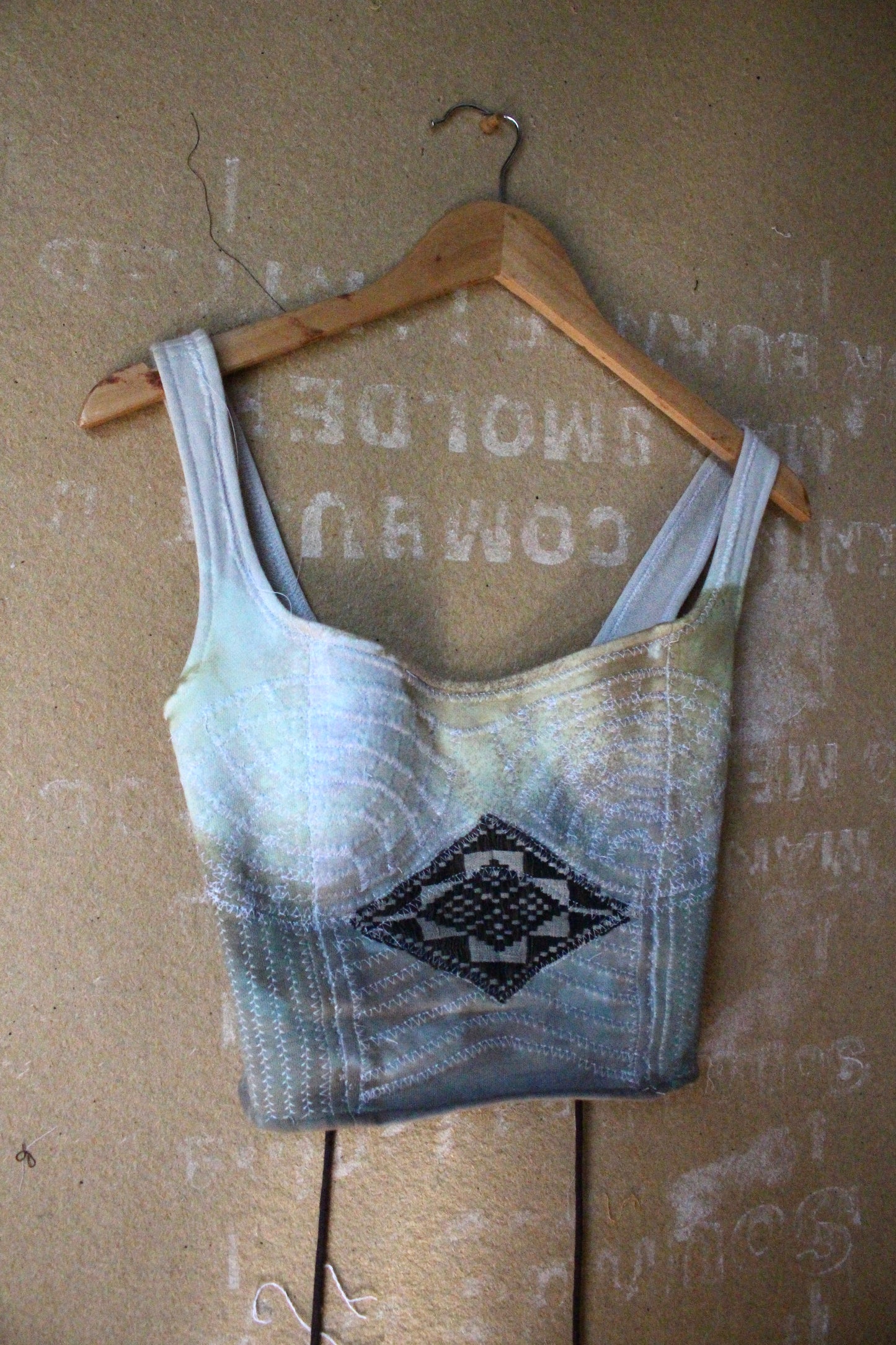 Small or Medium - Continuum full length Corset top - Vintage 70's hmong hill tribe vietnamese woven tapestry patches - adjustable