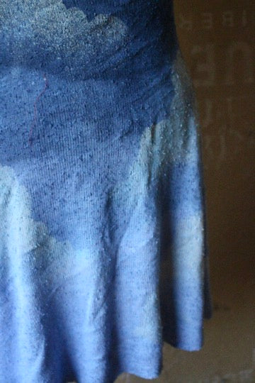 Small - New Blue SKies Dress - MINI Dress - Recommend for 5.4ft and under - Deadstock Fabric - 100% knitted Cotton