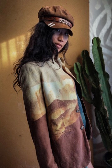 Sahara Blazer - Linen - Artist Business Proffessional Upcycled Blazer - Stitch Details