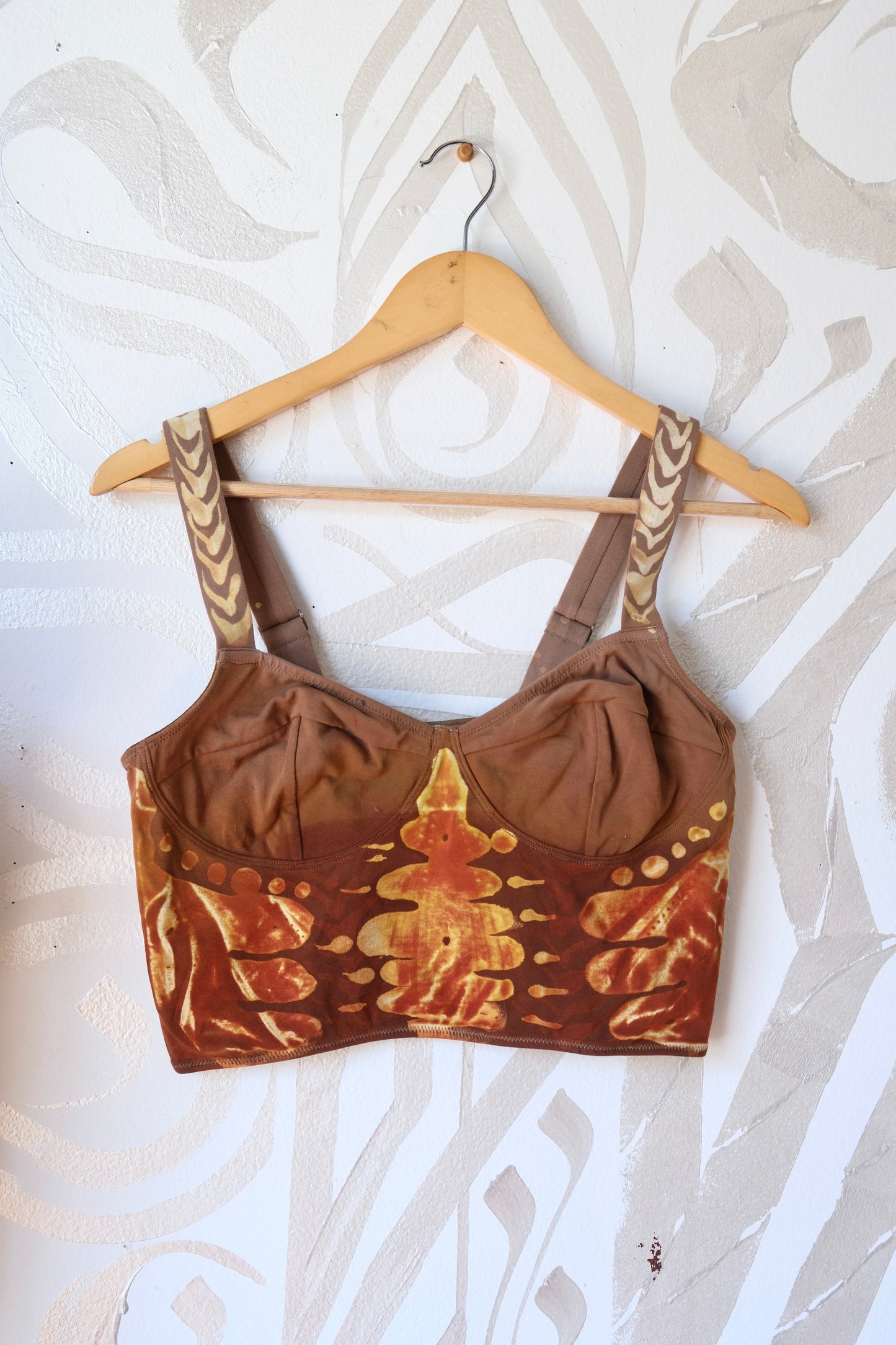 XL-Heat wave- Corset Tank Top - Handpainted OOAk Design- 91% organic cotton and 9% elastane