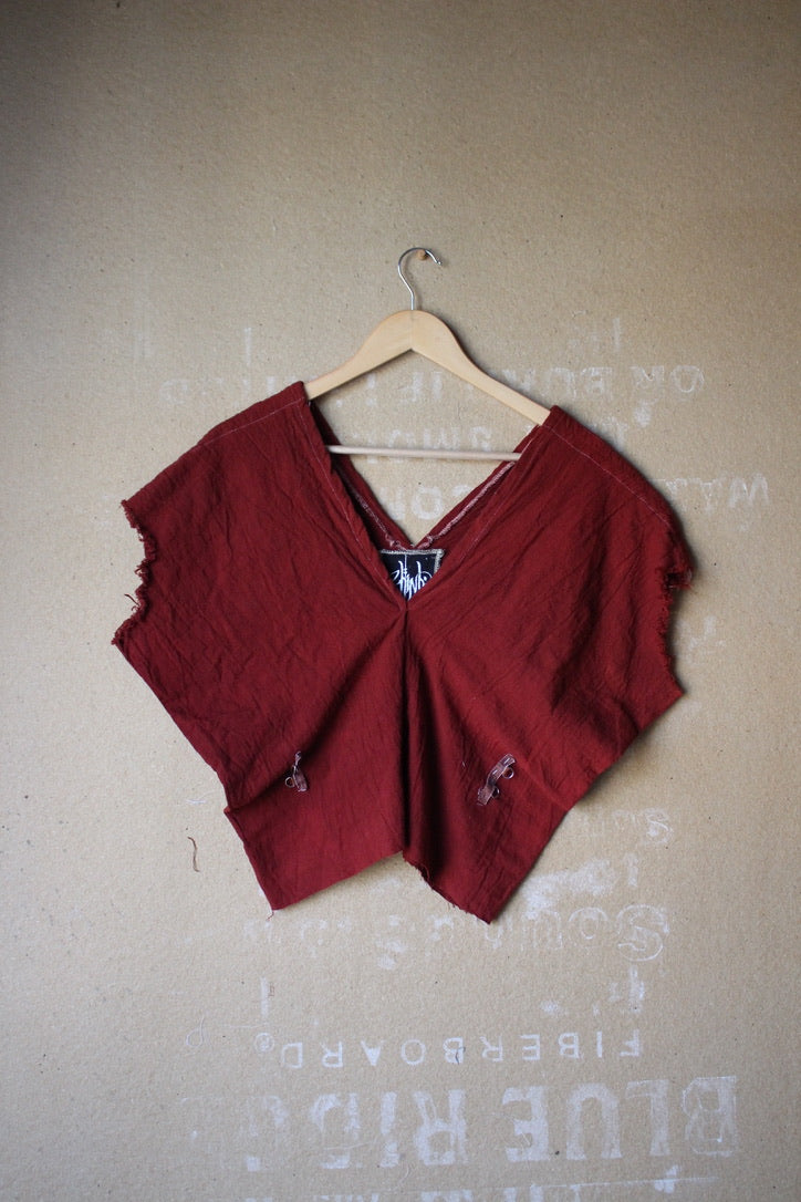 RTS - Petite (XS/S/M) The Bleed Henka Top - Organic Rain fed hand woven Kala Cotton- Hand dyed