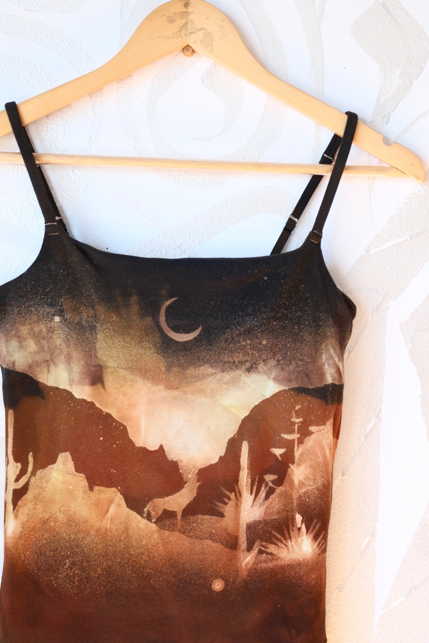 Medium -Moody Canyon Howl-  Cami Tank Top - 91% organic cotton and 9% elastane