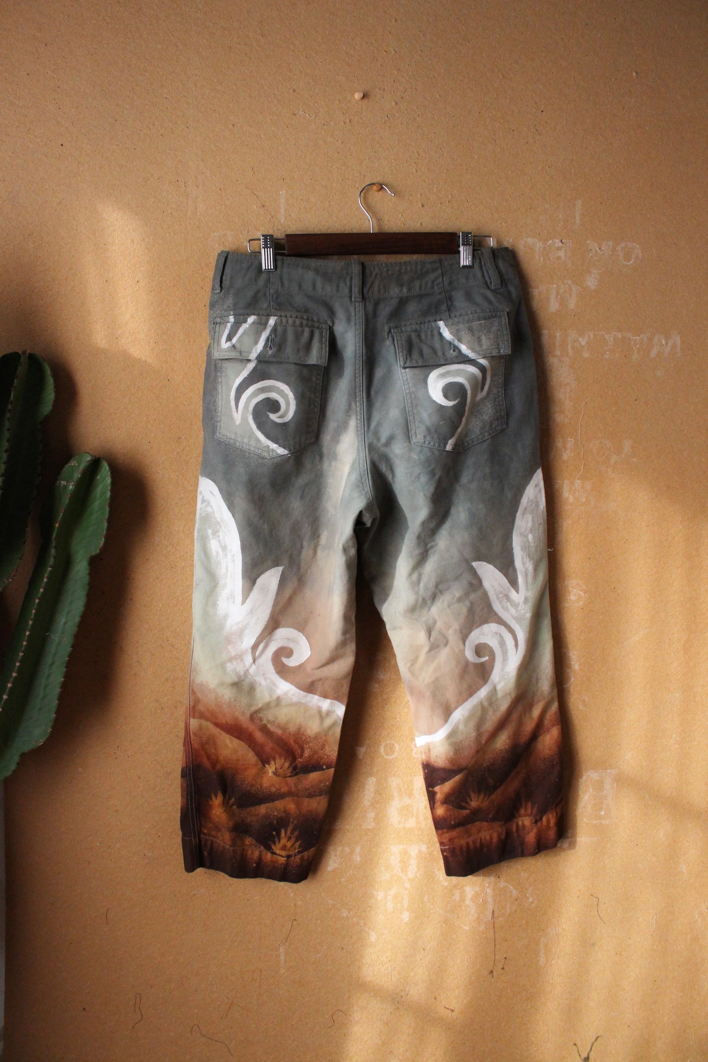 1 Pants OOAK SIZE: 10 -100% cotton Landscape - Temple Swirl - Regenerazhinh Upcycled Pants