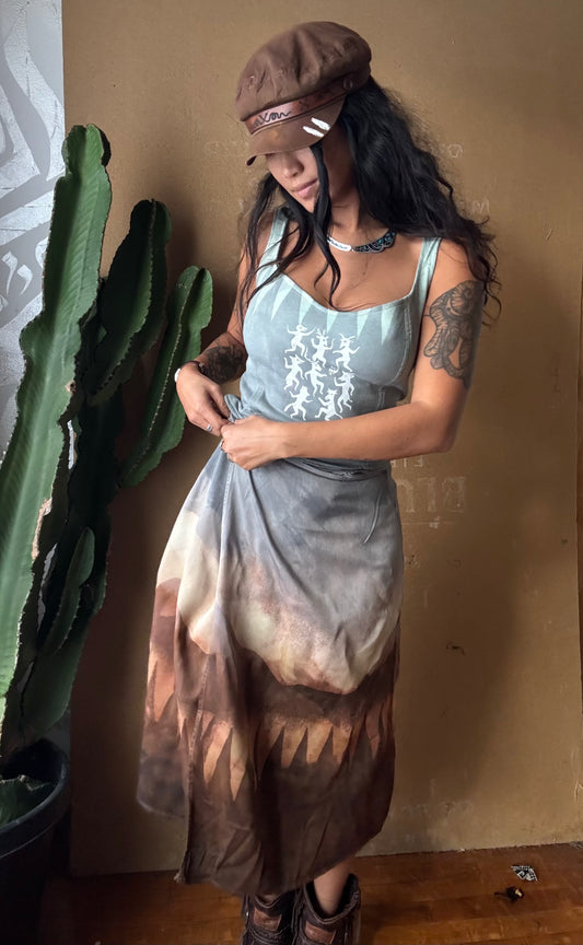Small/Medium - Mountain Soothe Wrap Skirt - Made from Lotus agricultural Waste "silk"- vegan silk - Milky, soft, medium weight