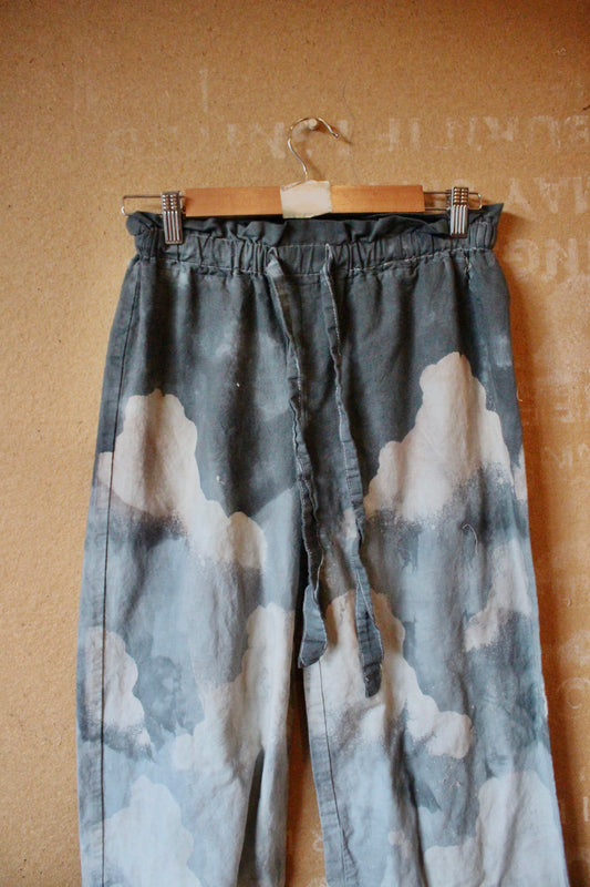 Small - Cloud Linen Pants - 100% Linen- Draw String Waist