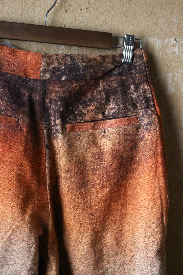 1 SMALL -Ready to Ship-New Printed Origami Pants - OXIDATION of the World - 100% Organic Kala Cotton - handwoven- Rain fed Cotton