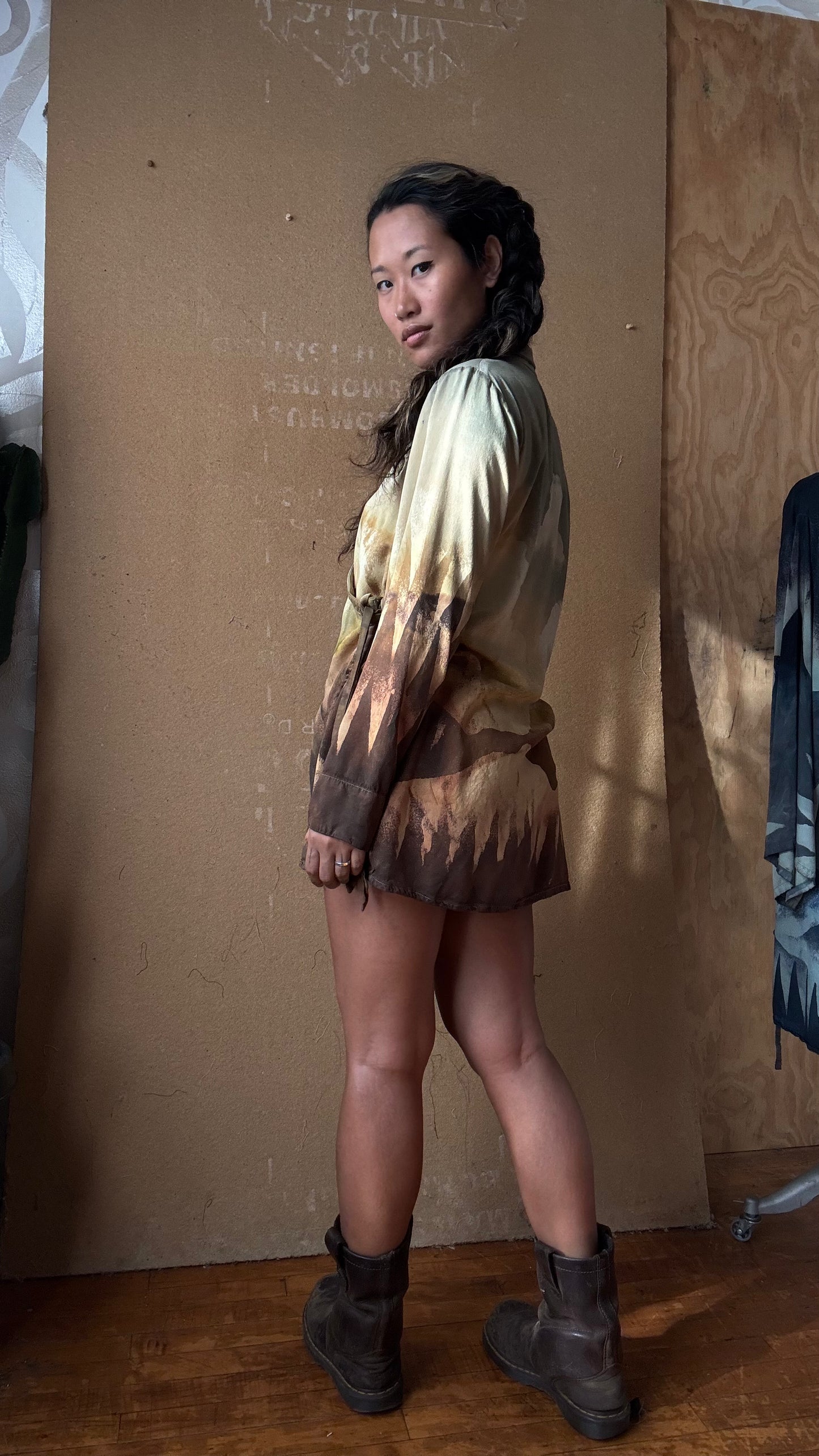 S/M- Mountain Hike Wrap Top- Made From Lotus Agricultural waste "Silk" - OOAK