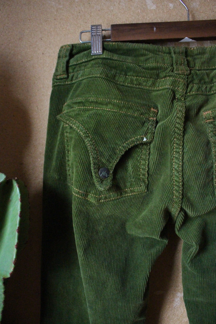 Size 4  -  Emerald Ombre  - 100% Cotton Cordurouy Pants - Low Riders