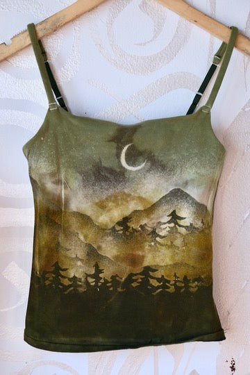 Small- Olive Skies Mountain Hike - Cami Tank Top - 91% organic cotton and 9% elastane