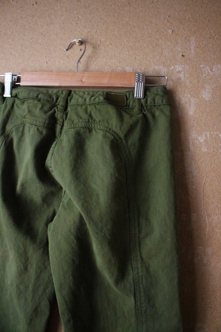 Size 4 - Emerald Shapes Of my Soul Pants - (says size 8 But def more smaller like size 4/6) UNique y2k seam details - heavy duty pants