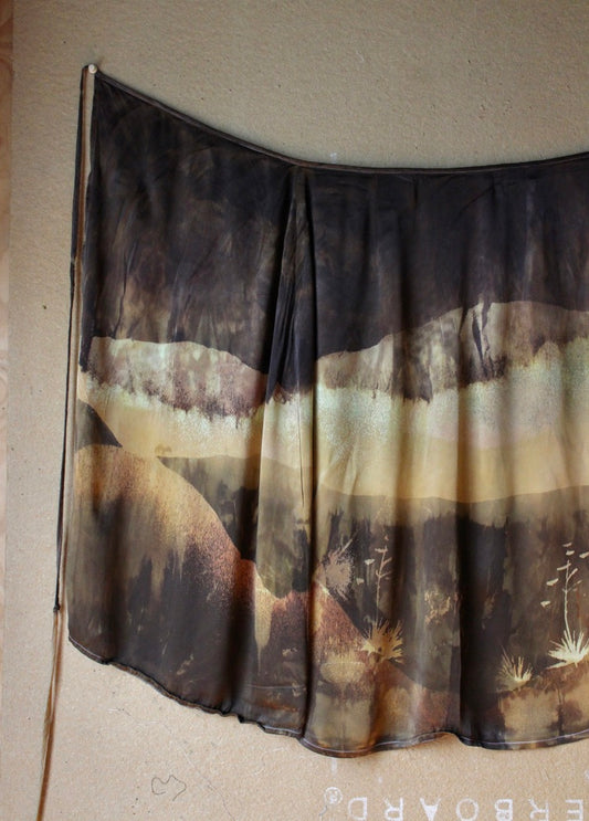 New! - S/M - The Last minutes Of Sunset Tapestry Wrap Skirt- Silky Orange Peel Waste Fabric- Silky Luxurious Wrap Skirt- Ready to Ship (Copy)