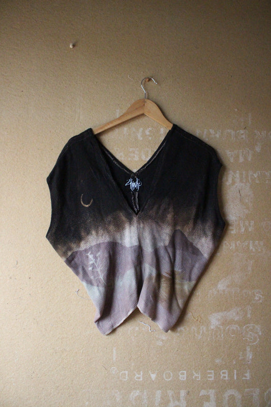 XS/S - Gloomy Risings Henka Top - 100% Unique Open weave Soft Fluid Cotton