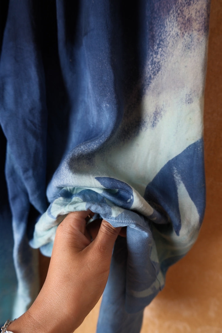 Small - Midnight Swirl Parachute Pants - Soft Milky Lotus Plant waste "Silk" - Short length  (recommended for 5.5ft and shorter) Vegan Silk - Milky Soft