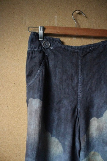 Size 4 (S/M) - Blue Skies Pants - Long- Unique Button Style - upcycled