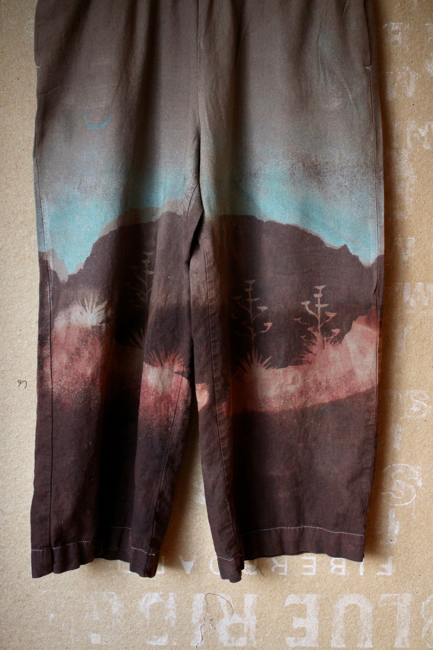 SIze 6/8 M/L - OOAK Desert Horizon Blues Pants- Stretch Waist Fits size 6 , 8