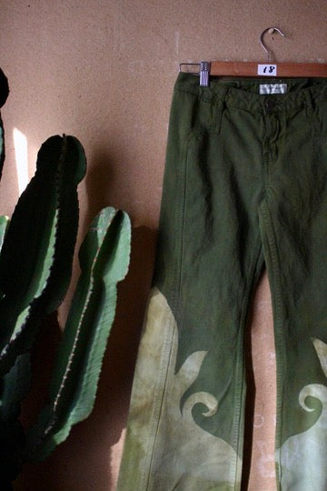 Size 4 - Emerald Shapes Of my Soul Pants - (says size 8 But def more smaller like size 4/6) UNique y2k seam details - heavy duty pants