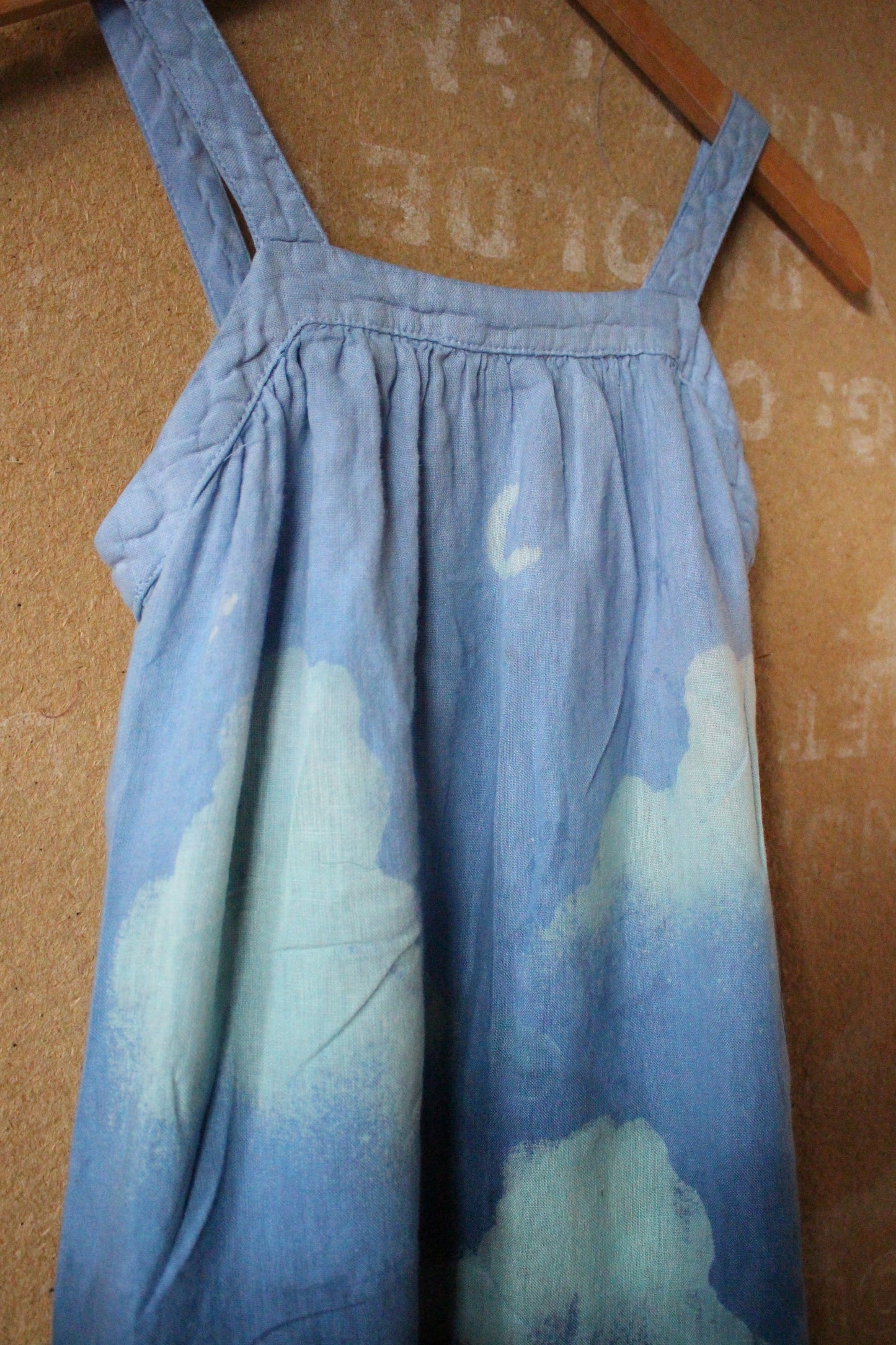 Size 10 (8/9 /10 year old ) Cloudy Day ABove the  Mountains Childrens Dress - 100% Linen