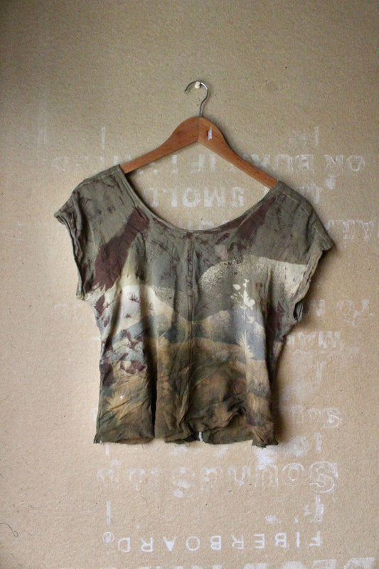 New! Small - Oxidate T shirt collection - Super Light weight Airy 100 % cotton- deadstock Slightly Cropped T- shirt- ready to ship