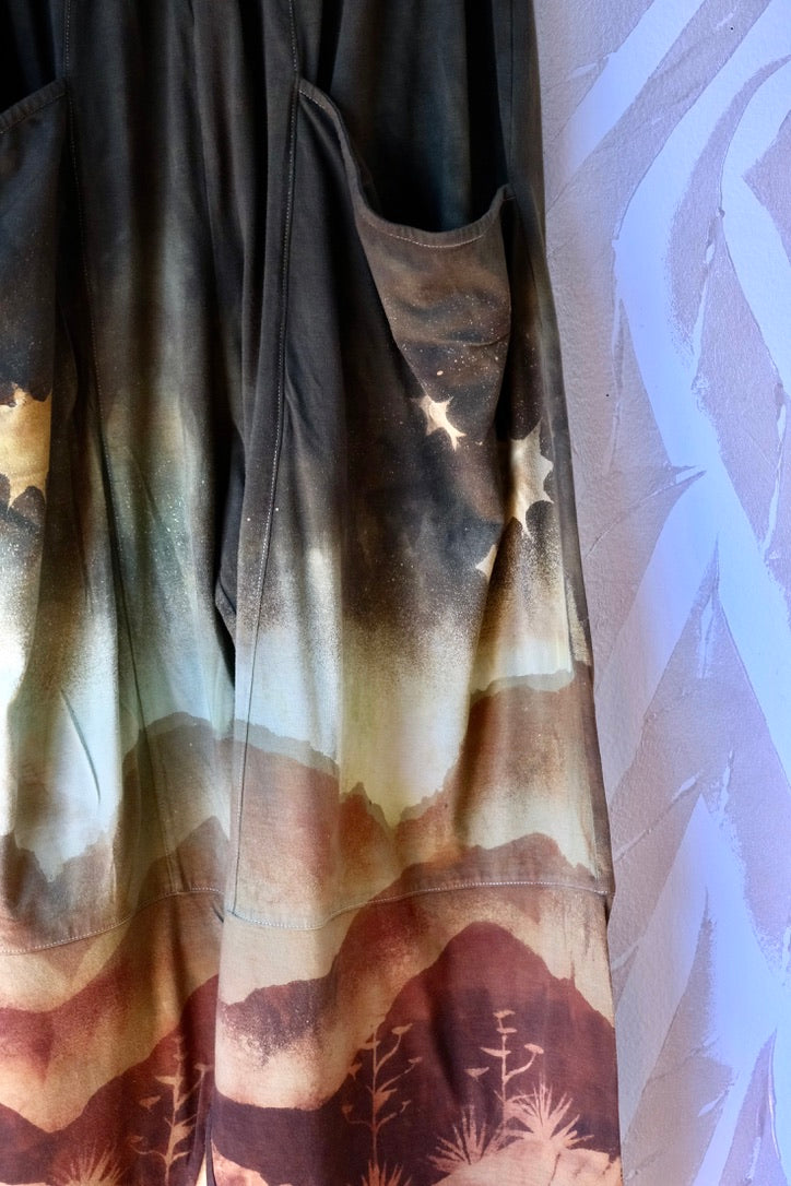Fits S/M/L -  High Desert Landscape-  Parachute pants - made from 96 cotton 4 spnx