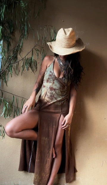 Small - OXIDATE Slit Dress - Bamboo/Cotton/5%Spandex - recommended for 5.5ft and shorter