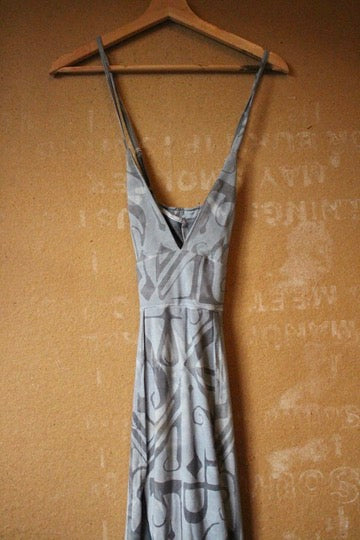 XS - Clay Blue Slit Dress - Darkoski Collaboration - Limited Series- Whispering HeartDeadstock Fabric