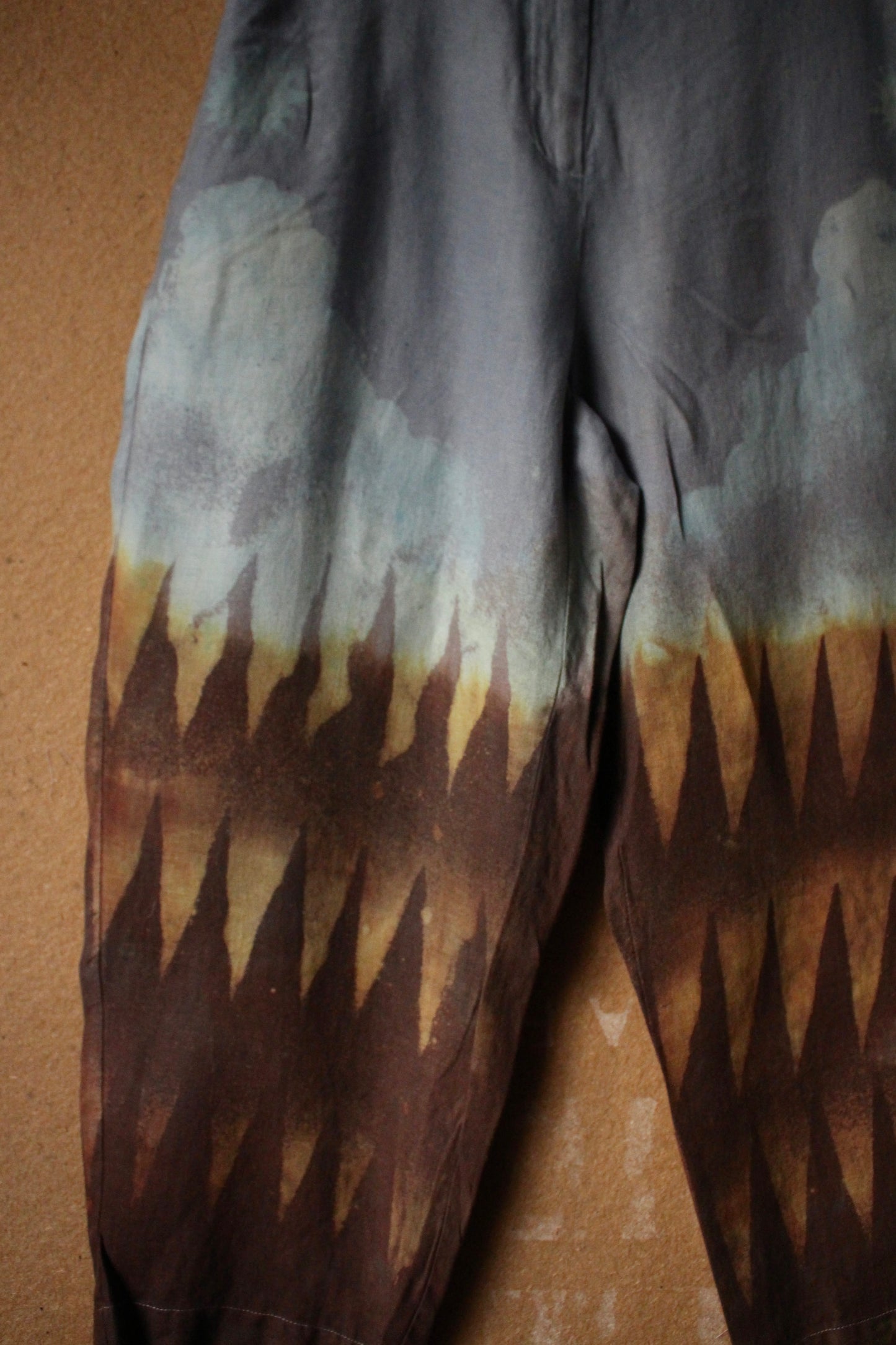 Medium- OOAK - Mountainous 100 % Linen Pants - Upcycled - pockets