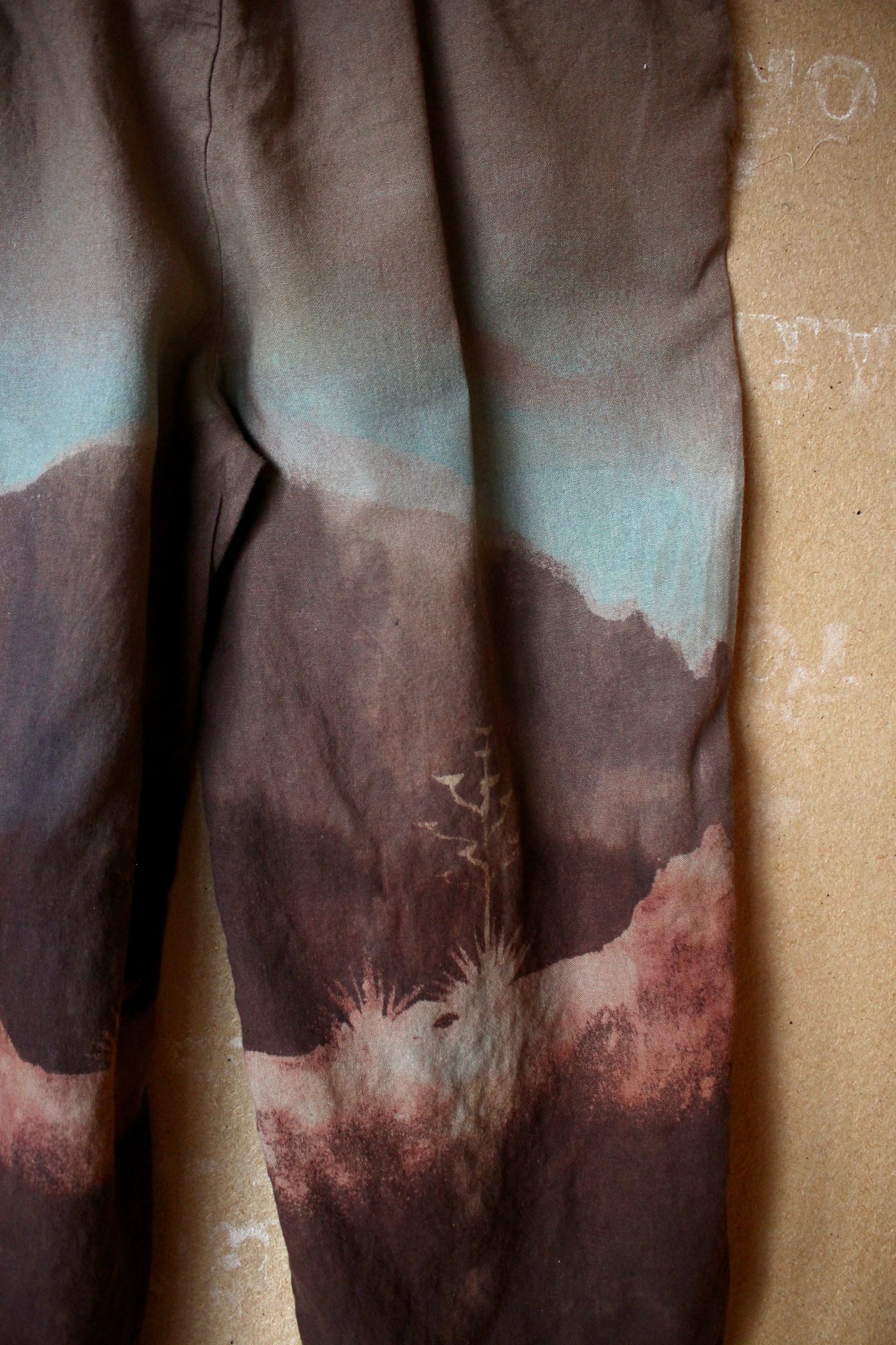 SIze 6/8 M/L - OOAK Desert Horizon Blues Pants- Stretch Waist Fits size 6 , 8
